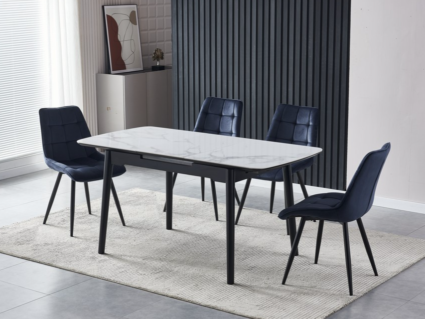 Зображення з  Керамічний стіл TM-87 білий мармур + чорний