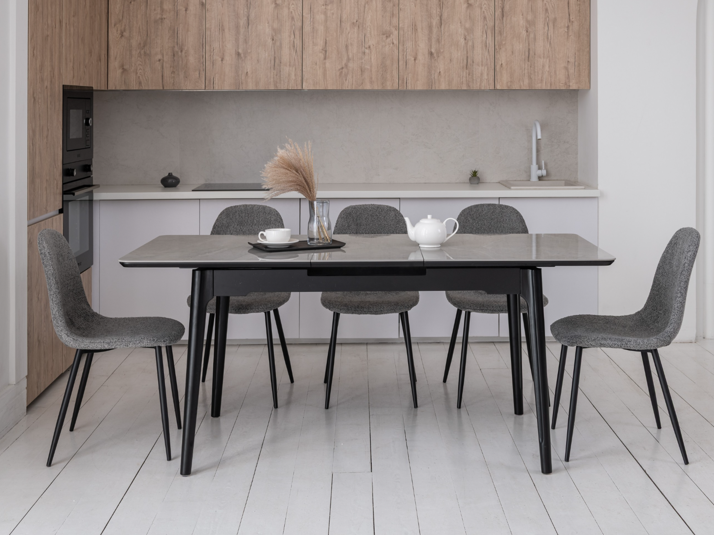 Зображення з  Керамічний стіл TM-89 калакатта мармур (сіра кераміка) + чорний